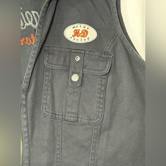VTG Harley Davidson Black Vest Embroidered Motor HD Cycles Patch Womens Sz XXL - Picture 2 of 7